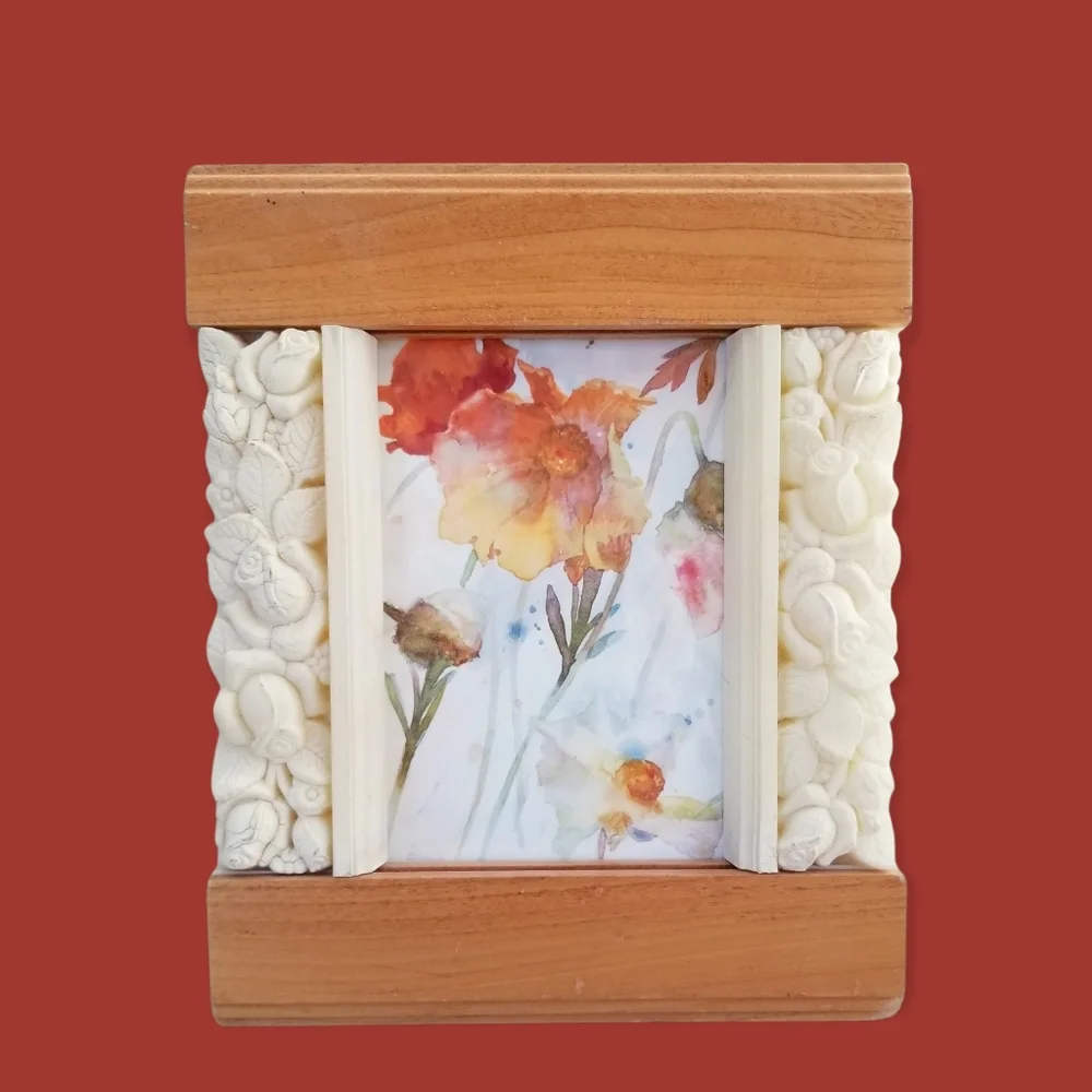 Natural Wood and Acrylic Roses 4 1/2 x 3